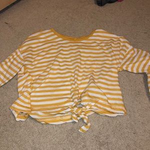 Yellow striped packing crop top